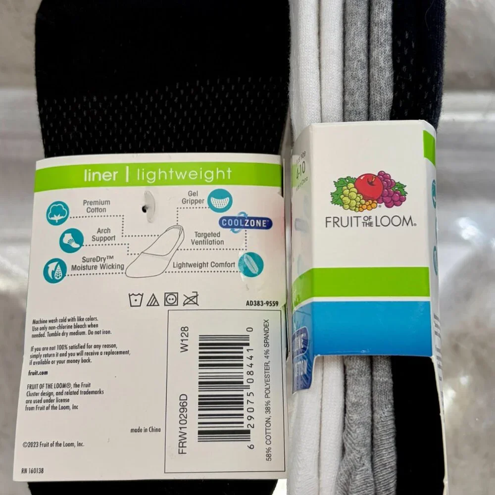 Fruit of the Loom Women's Cool Zone No Show Liners Size 4-10 ( 2Packs/12 Pairs)